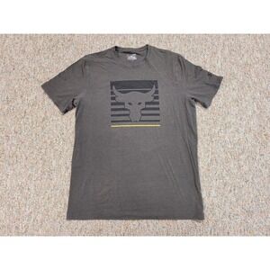 Under Armour Project Rock Shirt Men Medium Grey Workout Training Gym Heat Gear